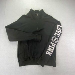 Victoria's Secret Womens Sweater Black Extra Small Half Zip Pullover Pockets